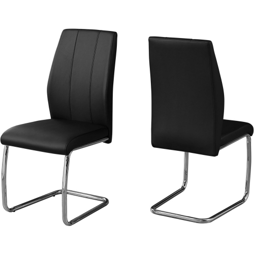 Dining Chair in Black Leatherette on Chrome (Set of 2)